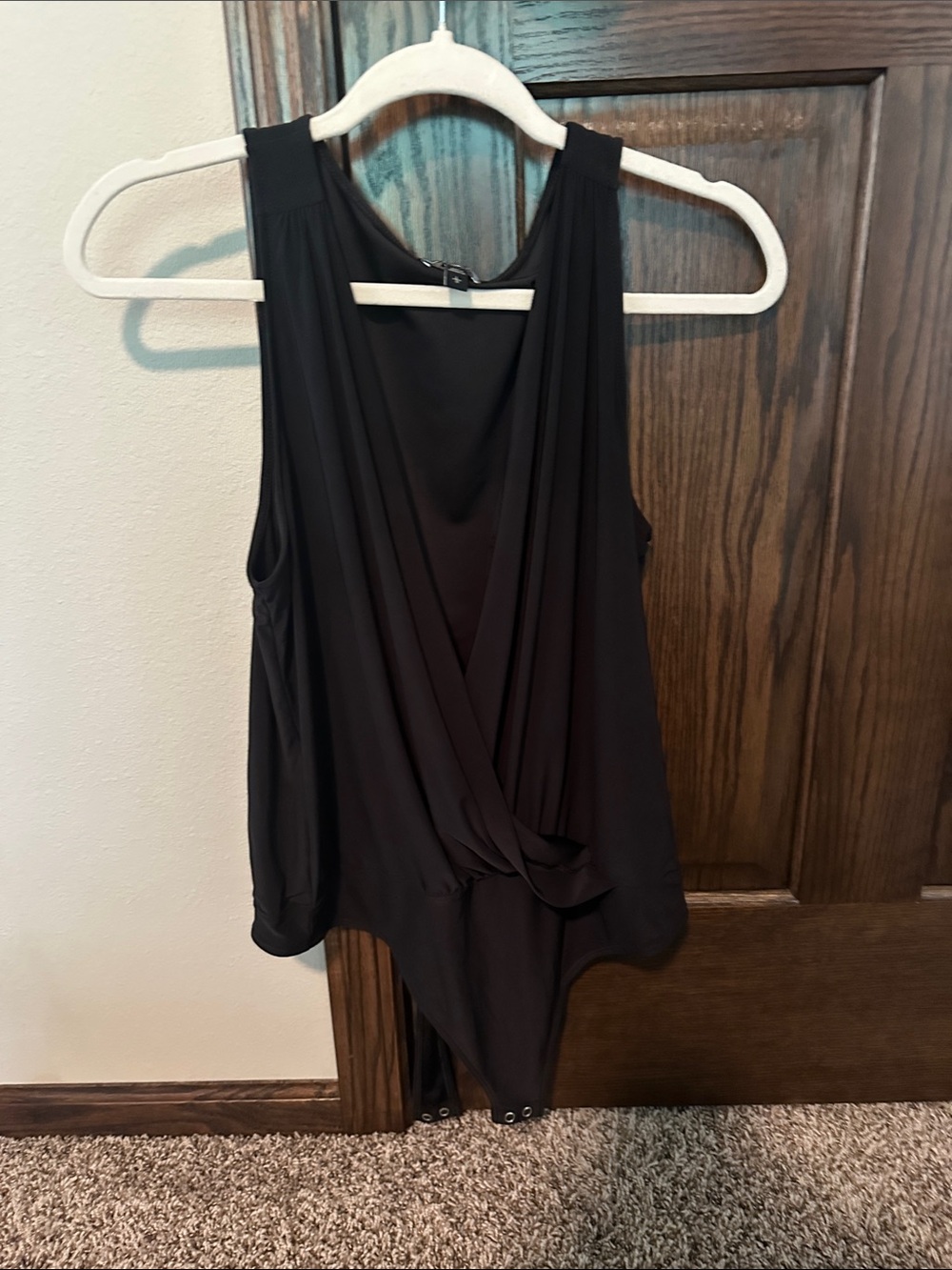 Express Black Sleeveless Wrap-Front Bodysuit